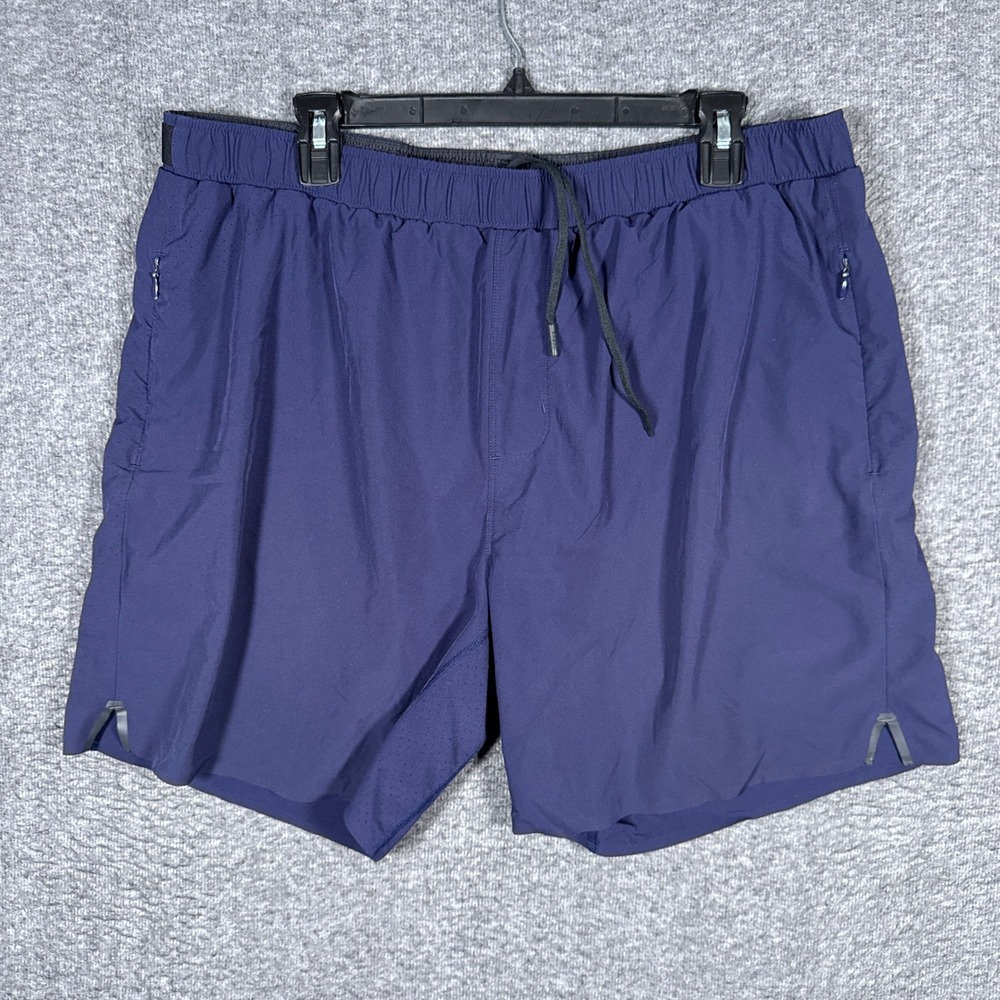 Rhone Swift Shorts Men XL Navy Blue Athletic Running Lined Drawstring Workout 7"
